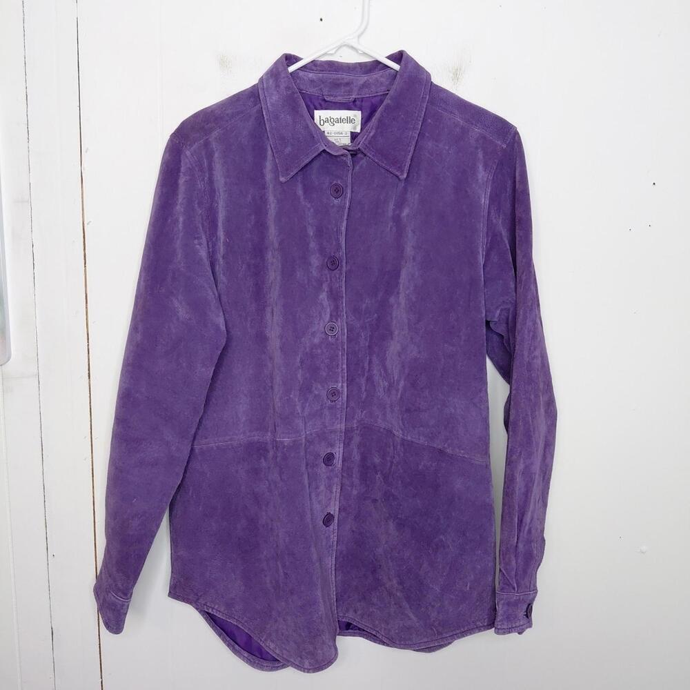 Bagatelle Jacket Womens Large Leather Softshell Purple Button Up Classic